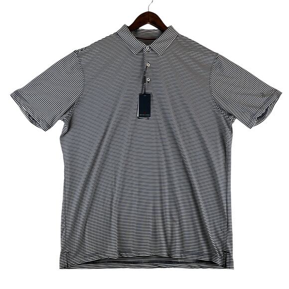 Michael Rouen Blue/White Striped Polo Performance Golf Shirt SZ 2XL NWT - Picture 1 of 7